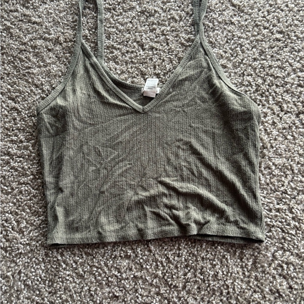 Bozzolo Green Sleeveless Crop Tank Top